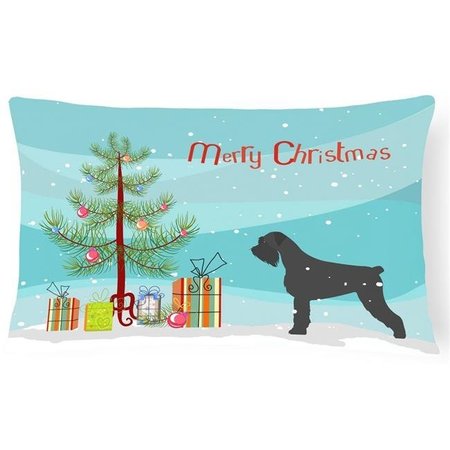 CAROLINES TREASURES Carolines Treasures BB2991PW1216 Giant Schnauzer Merry Christmas Tree Canvas Fabric Decorative Pillow BB2991PW1216